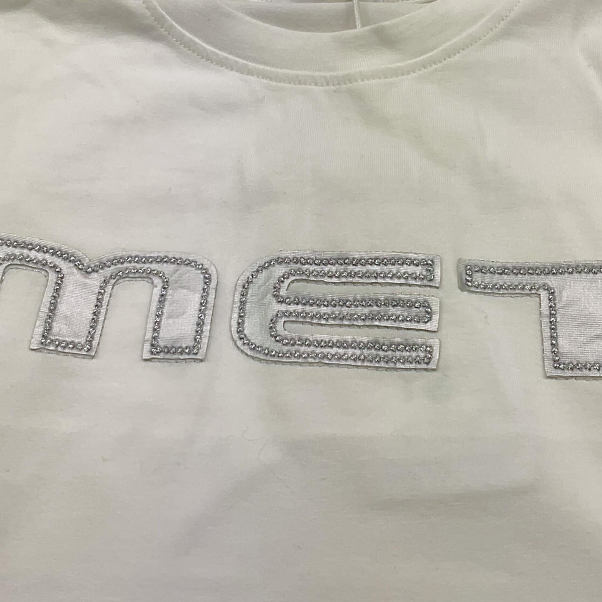 MET shirt girocollo tinta unita con stampa Bianco per Bambina ME592 BIANCO MET 