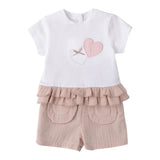 Mini Banda Completo 2 Pezzi T-Shirt-Short per Neonata 3B788 BIANCO MINI BANDA 
