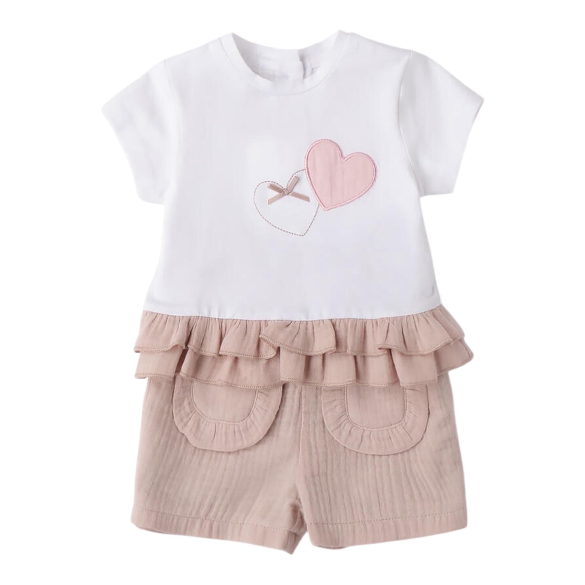 Mini Banda Completo 2 Pezzi T-Shirt-Short per Neonata 3B788 BIANCO MINI BANDA 