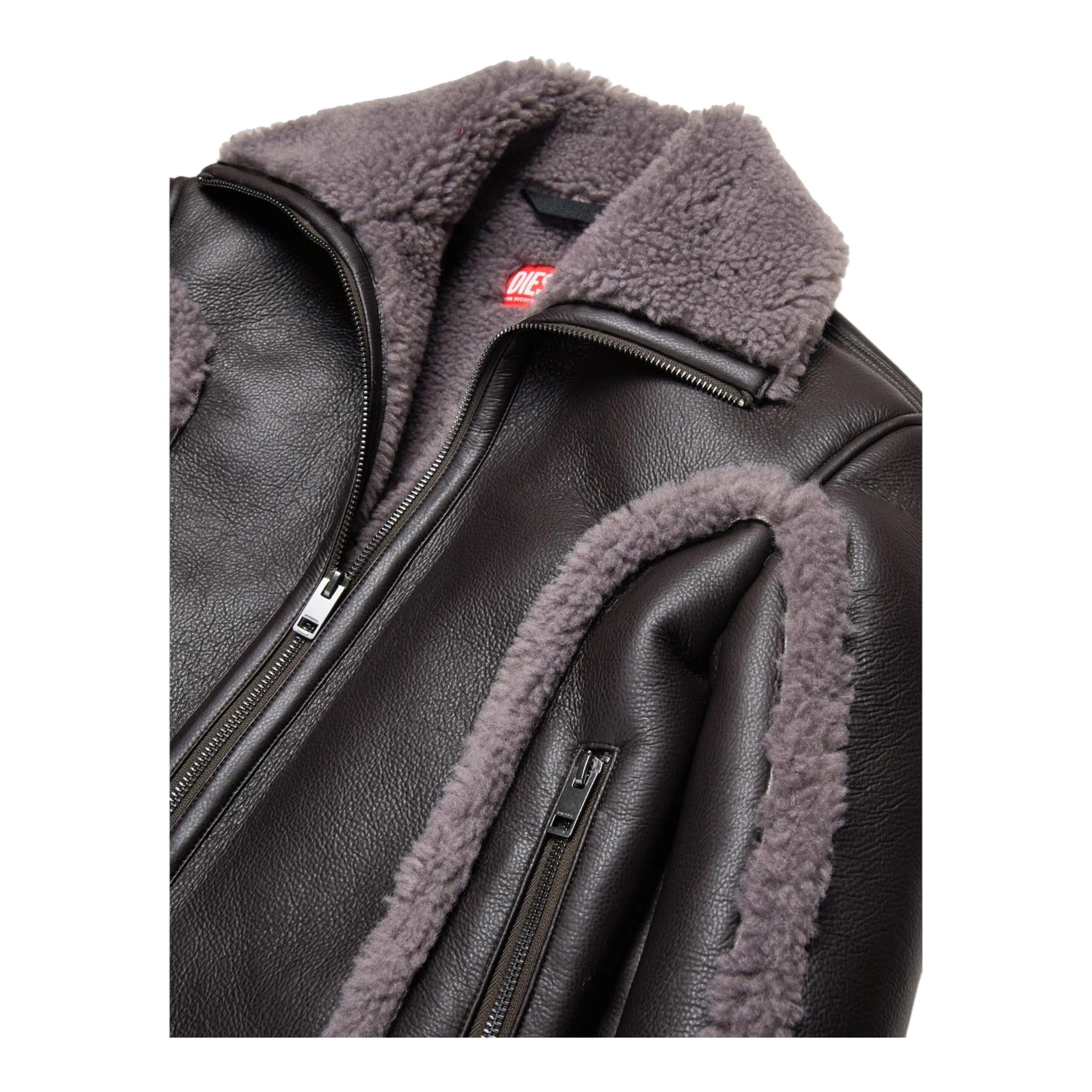 DIESEL giubbino tinta unita con pelliccia in ecopelle Marrone per Bambino J02071 MARRONE DIESEL 