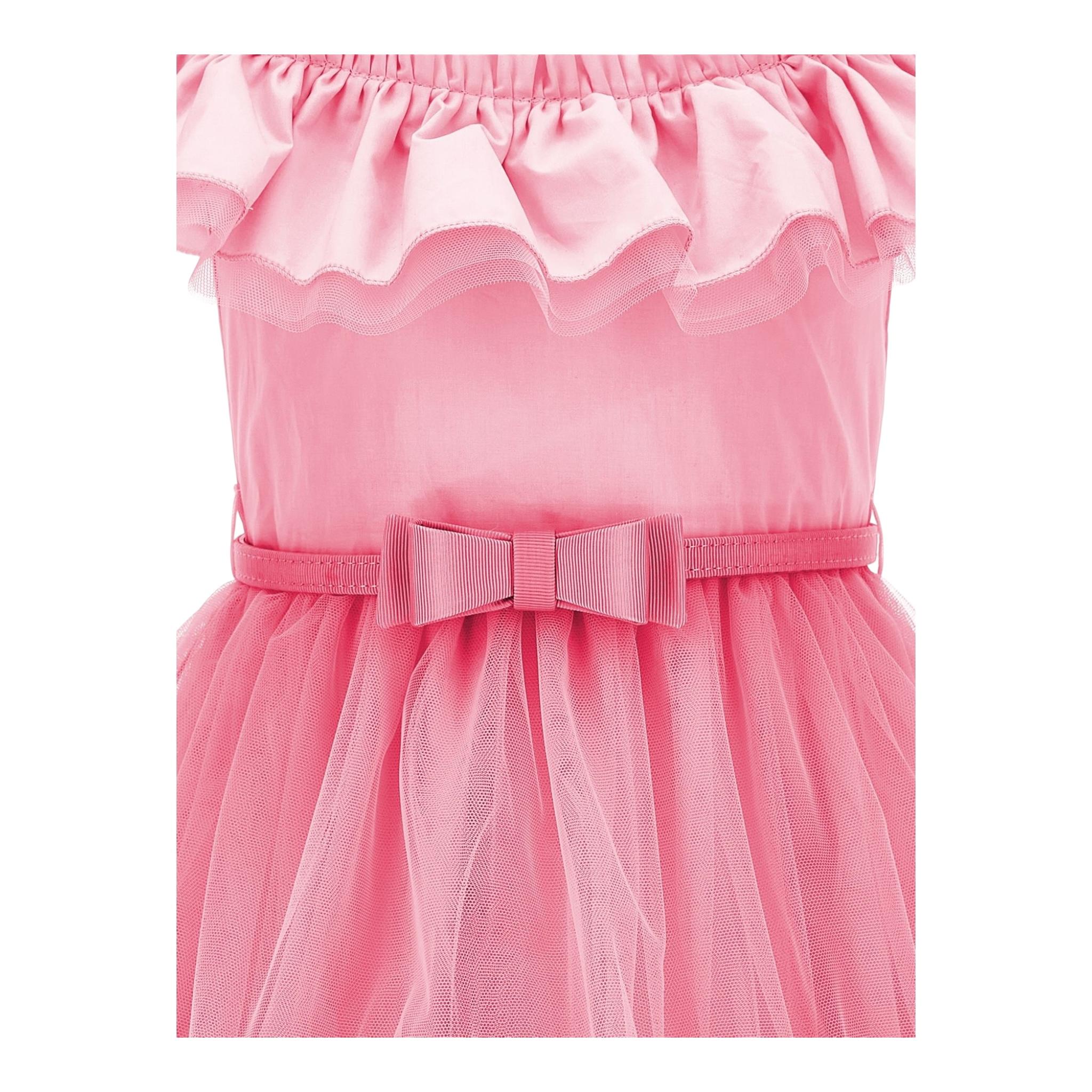 Monnalisa Abito Tinta Unita con Tulle per Bambina 17C905 ROSA MONNALISA 