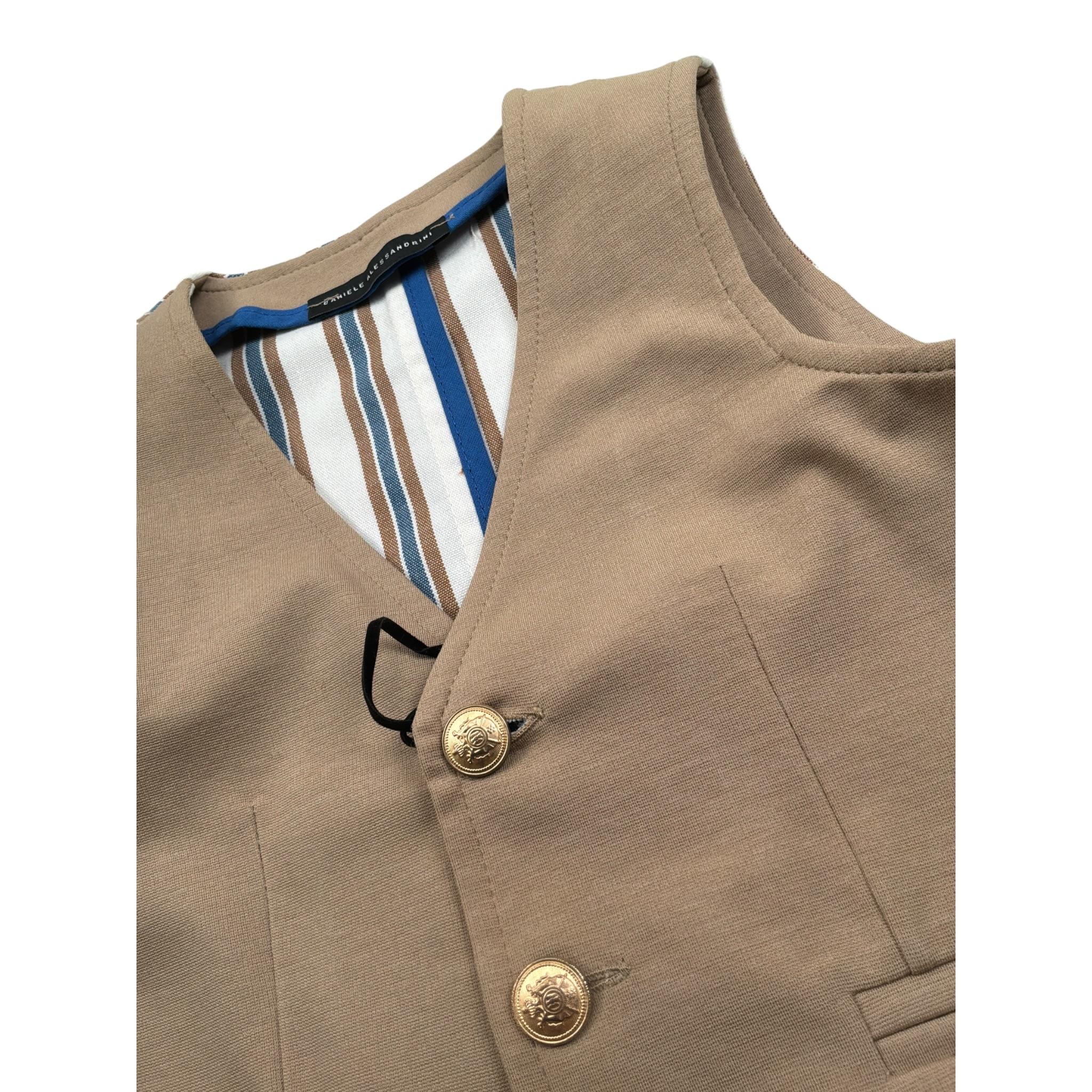 Daniele Alessandrini Gilet tinta unita con Fantasia A Righe Beige per Neonato 1296B0824 BEIGE DANIELE ALESSANDRINI 