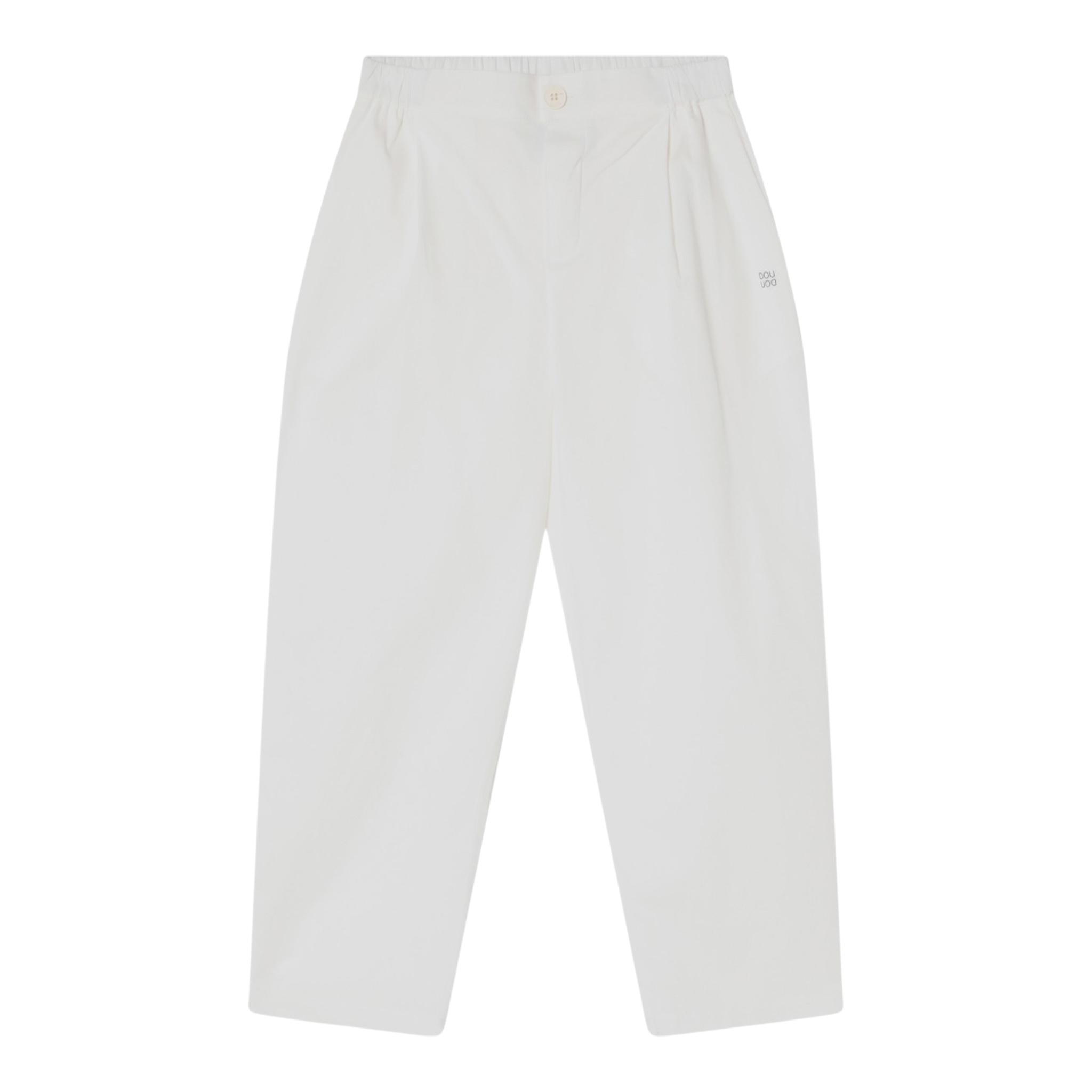 Dou Dou Pantalone Tinta Unita con Elastico In Vita per Bambina DW6P61 BIANCO DOU DOU 