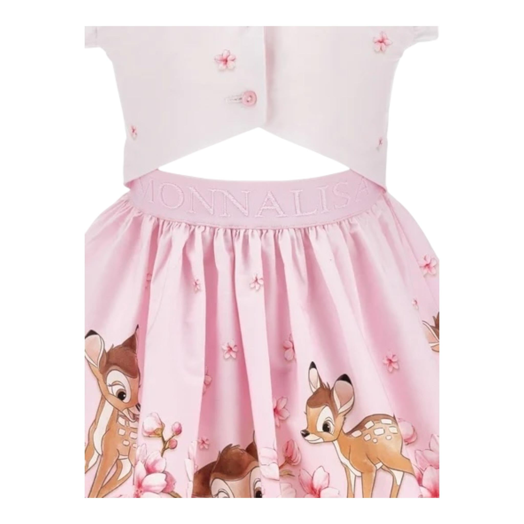 Monnalisa Abito Mezza Manica Tinta Unita con Stampe per Bambina 11E912 ROSA MONNALISA 