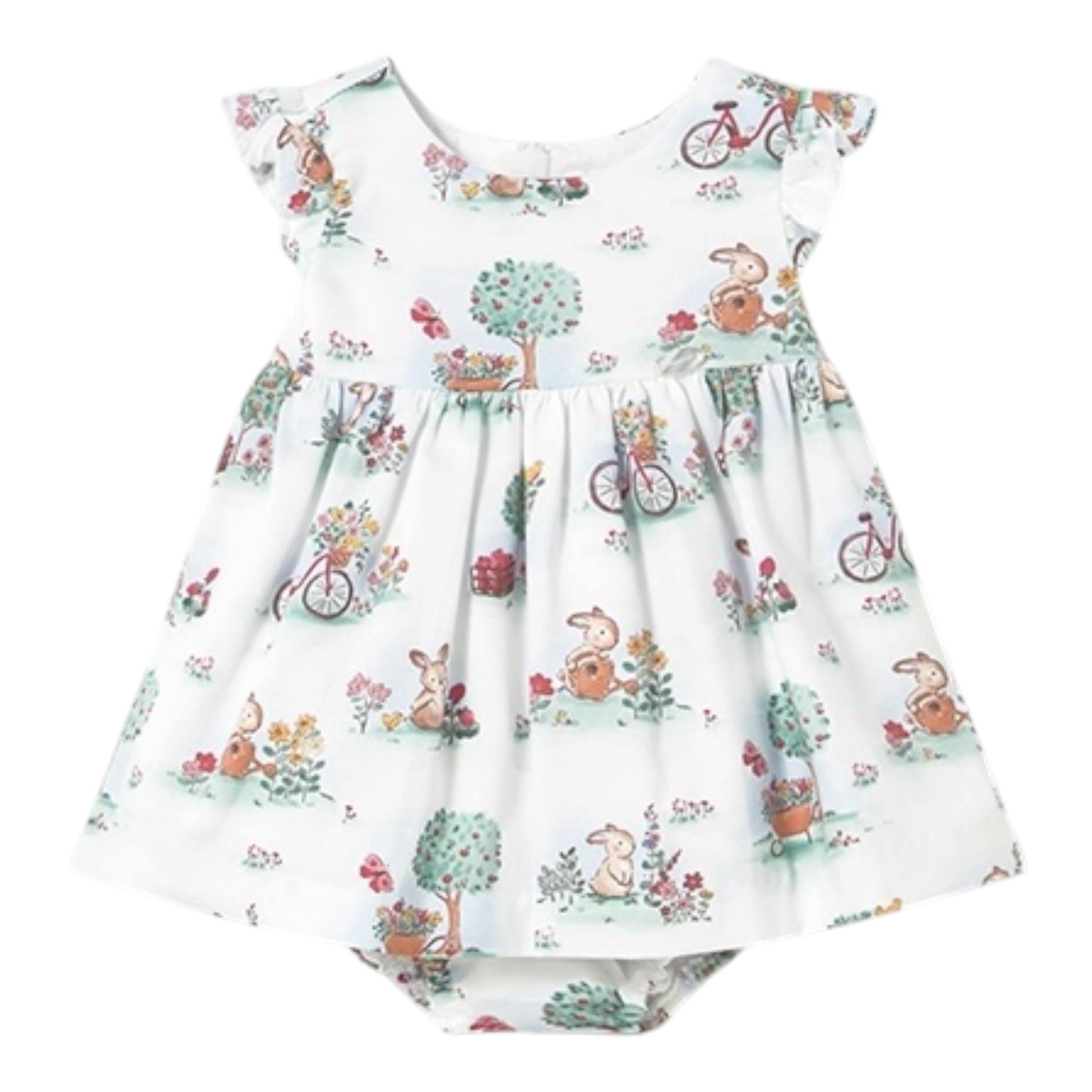 Mayoral Set Abito Mezza Manica Tinta Unita con Culotte per Neonata 1869 BIANCO MAYORAL 