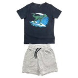 Name.It Completo 2 Pezi T-Shirt-Bermuda Bicolore Blu/Grigio Per Bambino