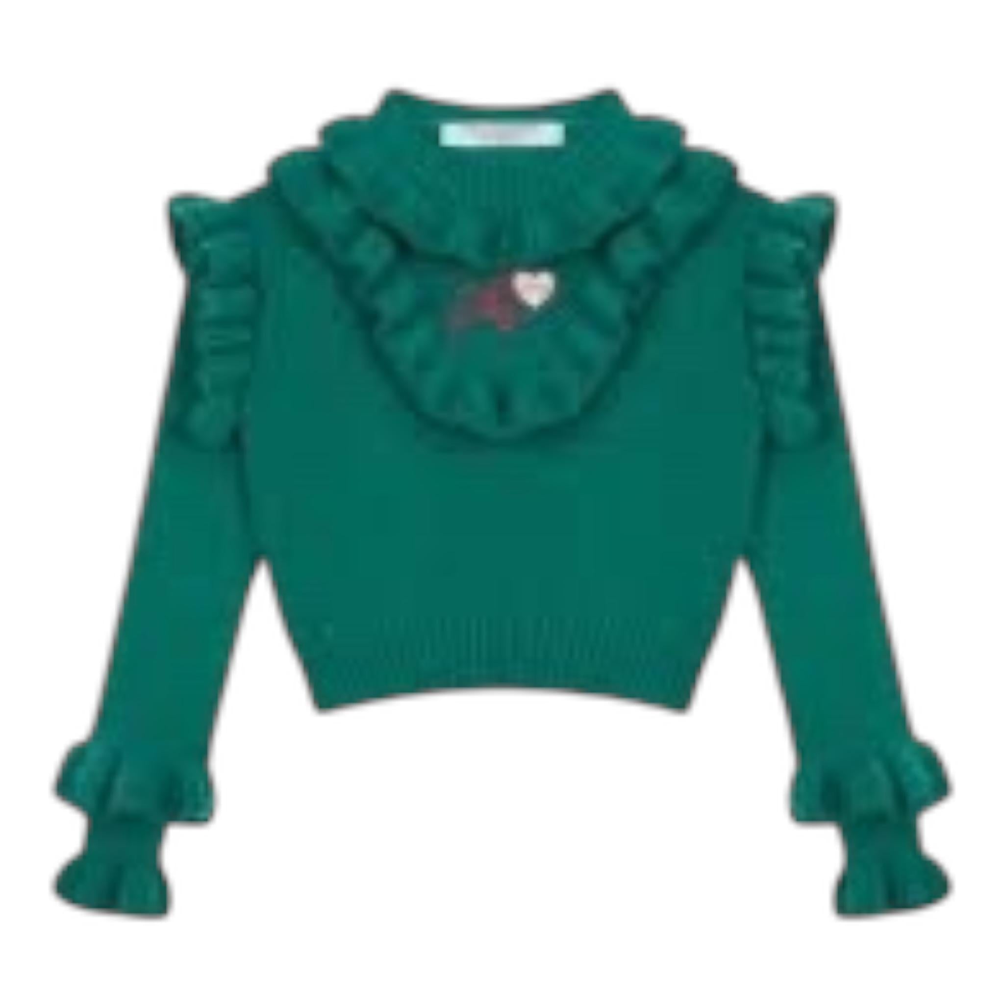 PHILOSOPHY maglia tinta unita con balze e stampa Verde per Bambina PFMA044 VERDE PHILOSOPHY 