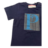 Cesare Paciotti T-Shirt Tinta Unita con Logo Blu per Neonato