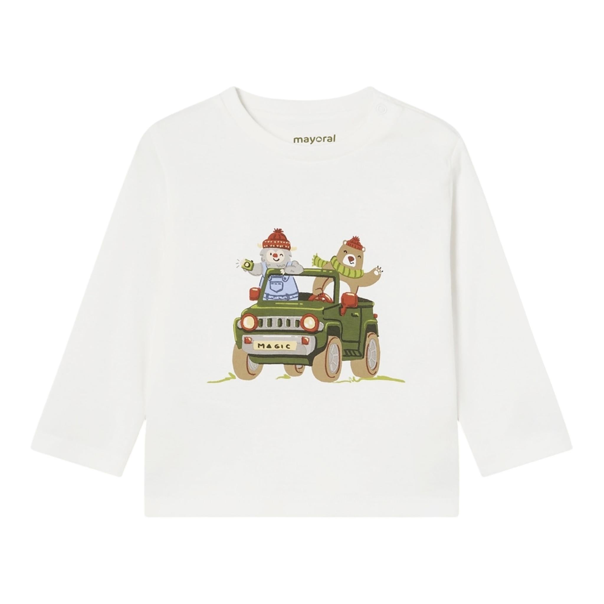 MAYORAL shirt girocollo tinta unita con stampa in contrasto Bianco per Bambino 2034XX BIANCO MAYORAL 