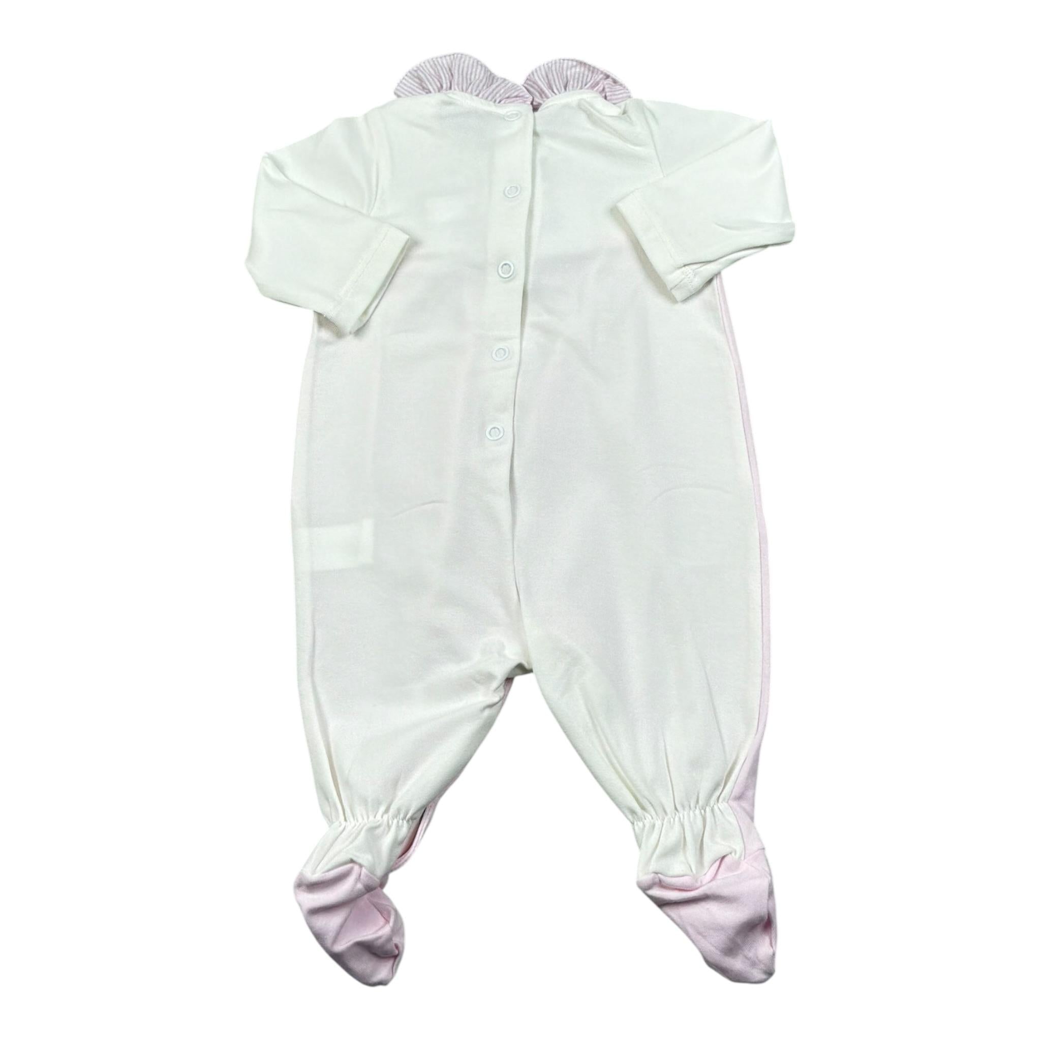 Le Bebe' Tutina Bicolore con Fantasia A Righe per Neonata LBG0549 BIANCO/ROSA LE BEBE' 