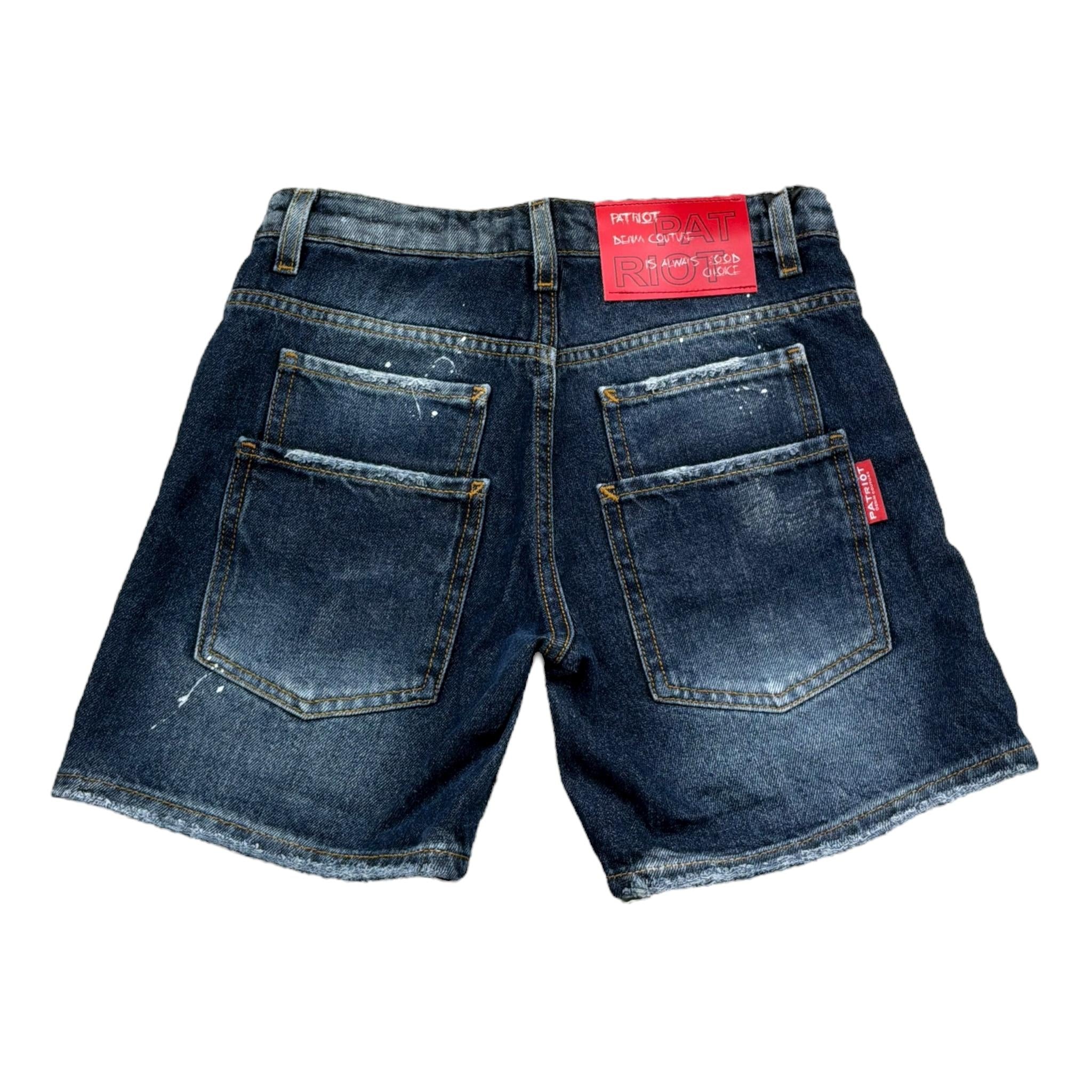 Patriot Bermuda In Denim Tinta Unita con Strappi per Bambino PJ5S2SPCK42 BLU PATRIOT 
