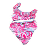 F**K Costume 2 Pezzi Fascia-Slip Tinta Unita con Fantasia per Bambina FJ230911 AZZURRO F**K 