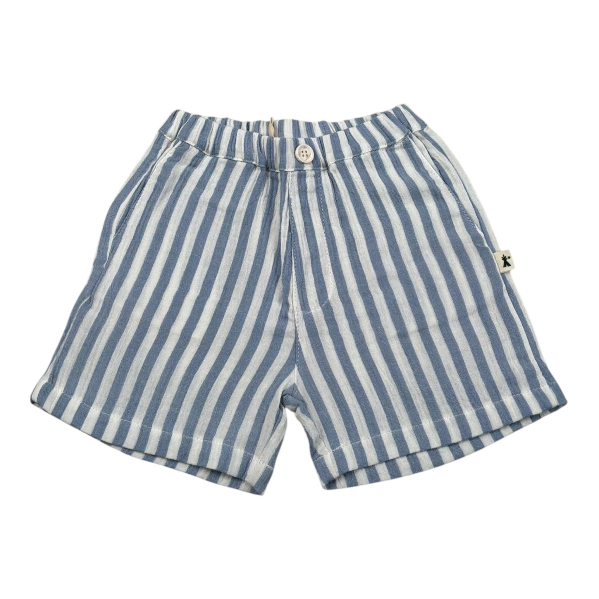 Petit Indi Bermuda Fantasia A Righe Bicolore per Neonato SS25BK7938N AZZURRO PETIT INDI 