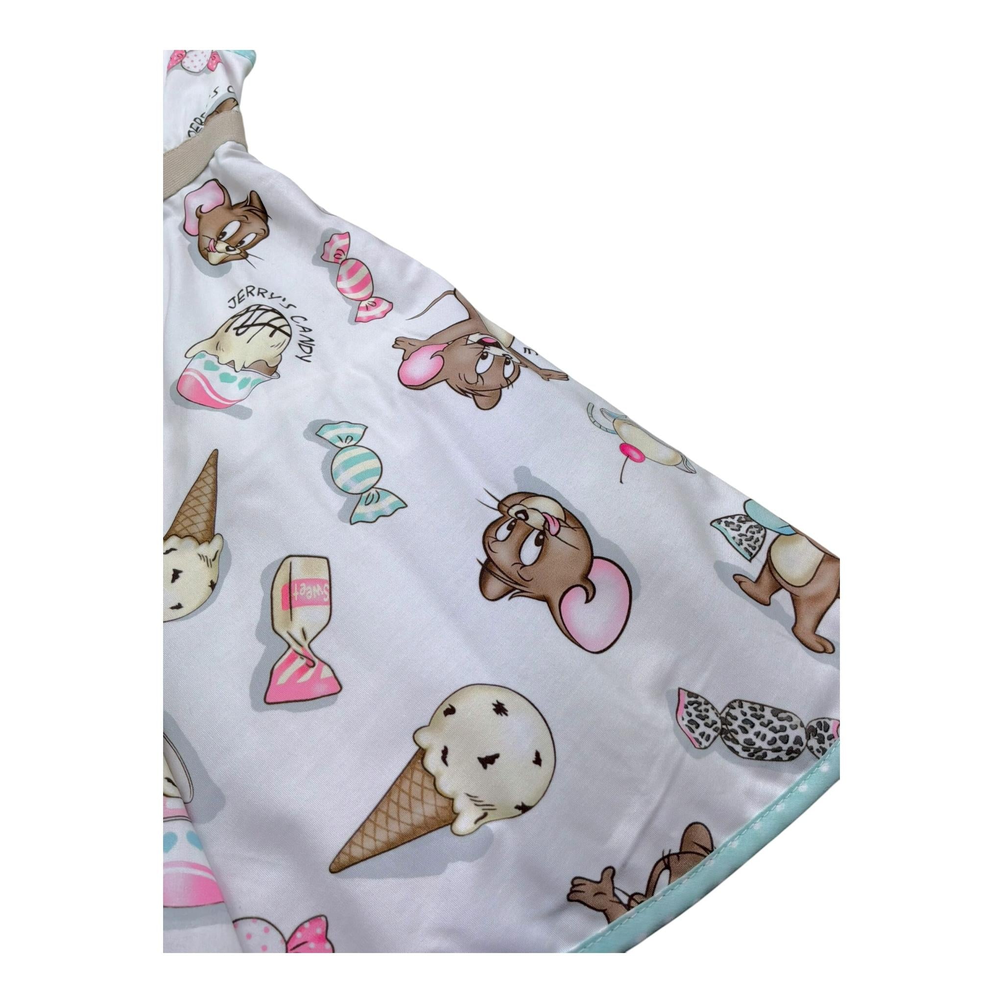 Monnalisa Abito Tinta Unita con Stampa Jerry per Neonata 315914 BIANCO MONNALISA 