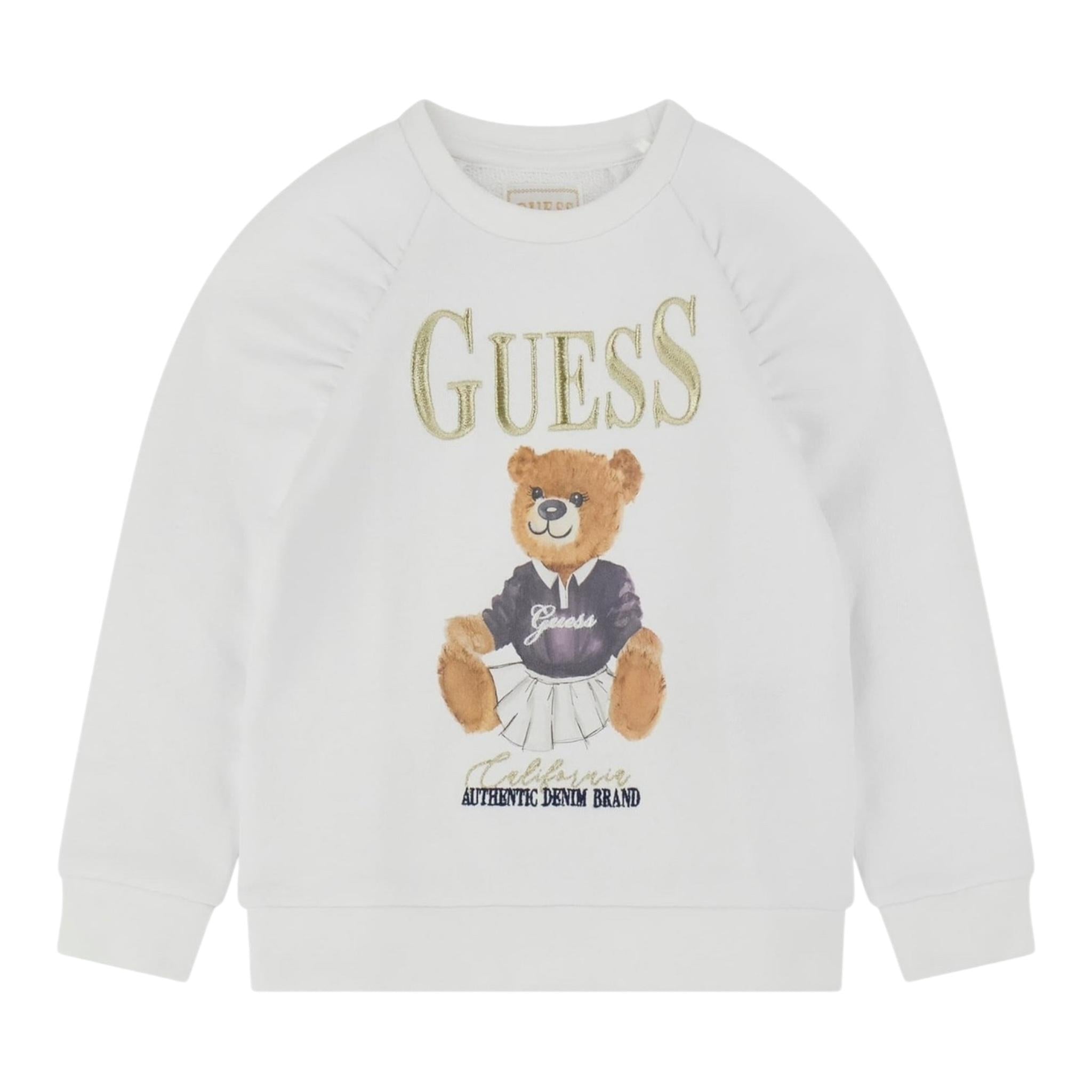Guess Felpa Chiusa Girocollo Tinta Unita con Logo per Neonato K5RQ04KAD74 BIANCO GUESS 