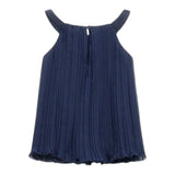 Guess Camicia A Bretelline Tinta Unita Con Plisset Blu Per Bambina