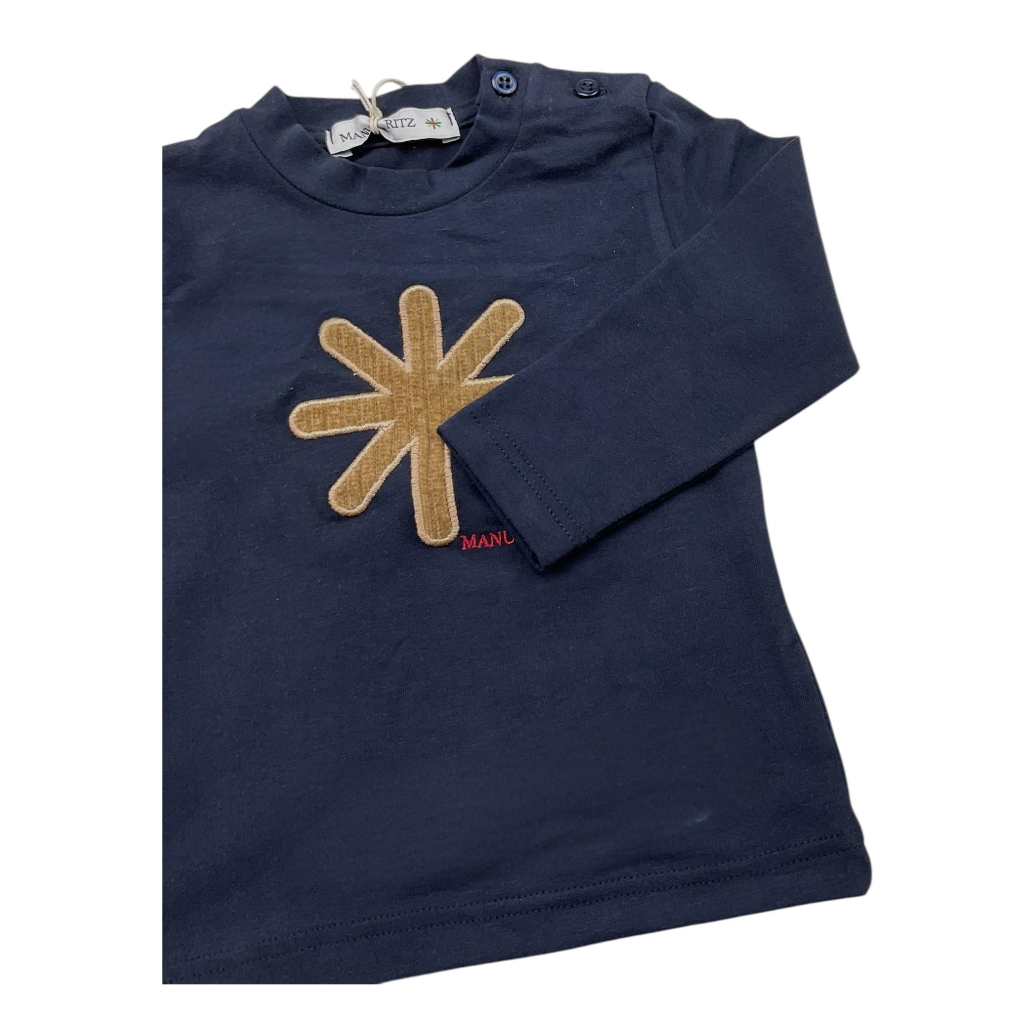 MANUEL RITZ shirt girocollo tinta unita con logo Blu per Neonato MR2820N BLU MANUEL RITZ 