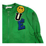 M+E' felpa con zip tinta unita con ricami Verde per Bambina UE0569 VERDE M+E' 