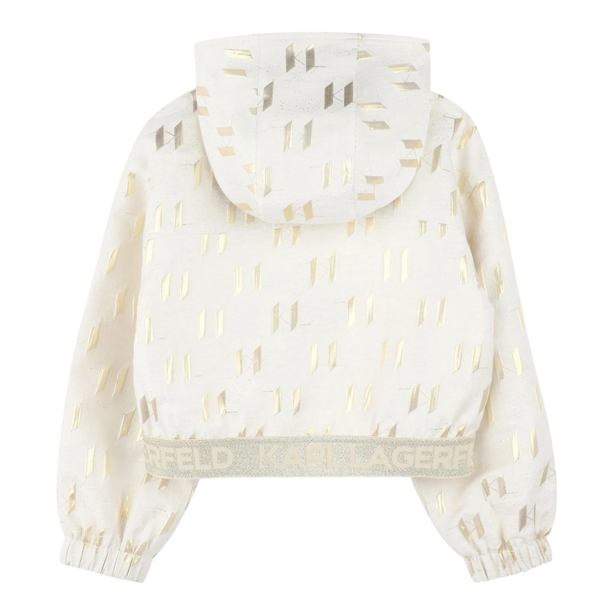 Karl Lagerfeld Felpa con Zip E Cappuccio Tinta Uita Beige per Bambina Z3048 BEIGE KARL LAGERFELD 