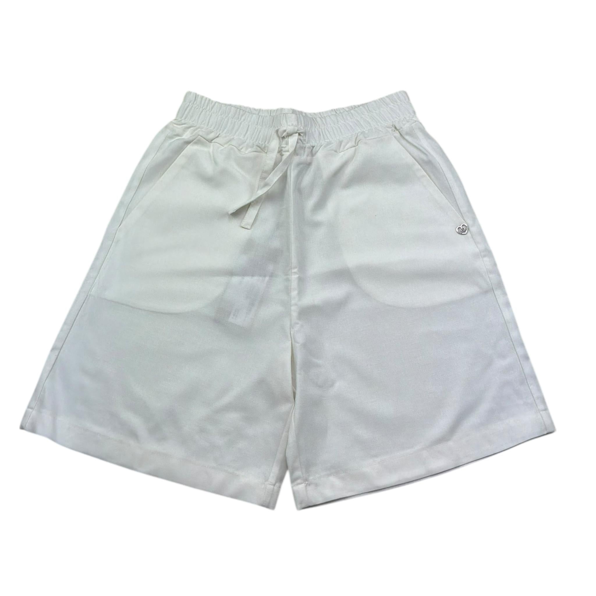 Please Short Tinta Unita con Elastico In Vita per Bambina RE78300G72 BIANCO PLEASE 