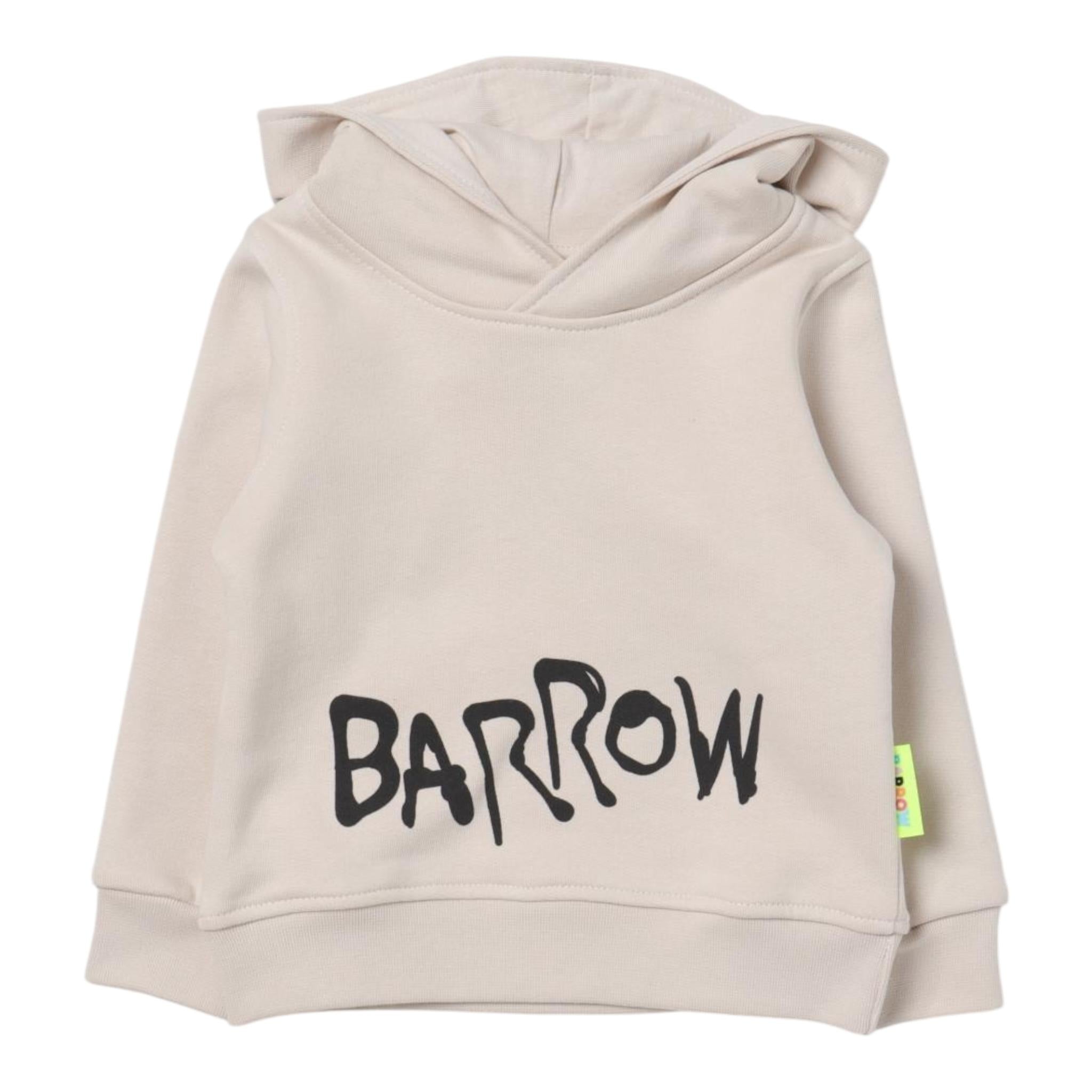 BARROW KIDS felpa chiusa con cappuccio tinta unita con logo Beige per Bambino F3BKJUHS073 BEIGE BARROW KIDS 