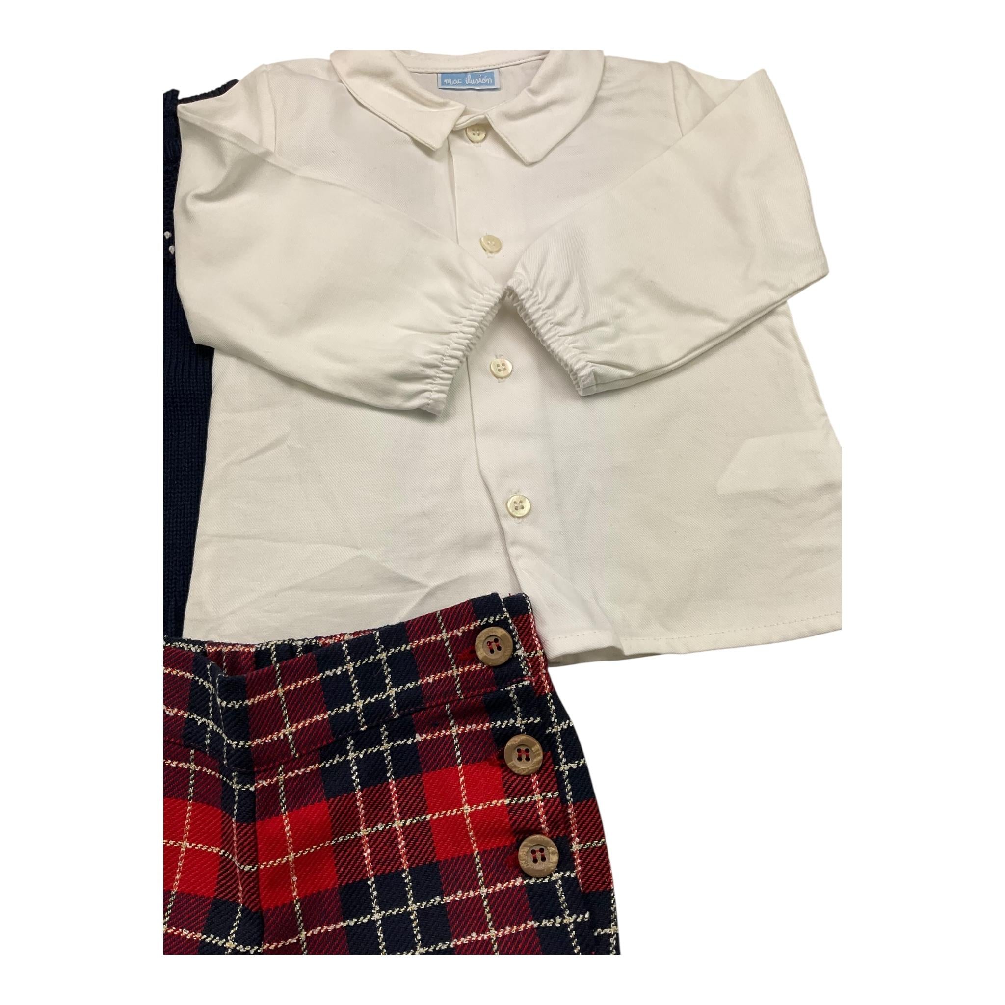 MAC ILUSIO'N completo 3 pezzi maglia-camicia-short Blu per Neonata 9531 BLU MAC ILUSIO'N 