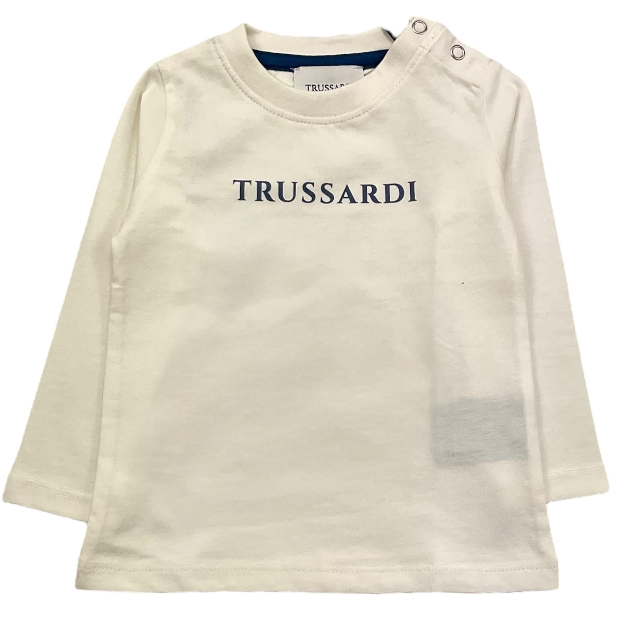 TRUSSARDI shirt girocollo tinta unita cn stampa in contrasto Bianco per Neonato TIA24085TSN BIANCO TRUSSARDI 