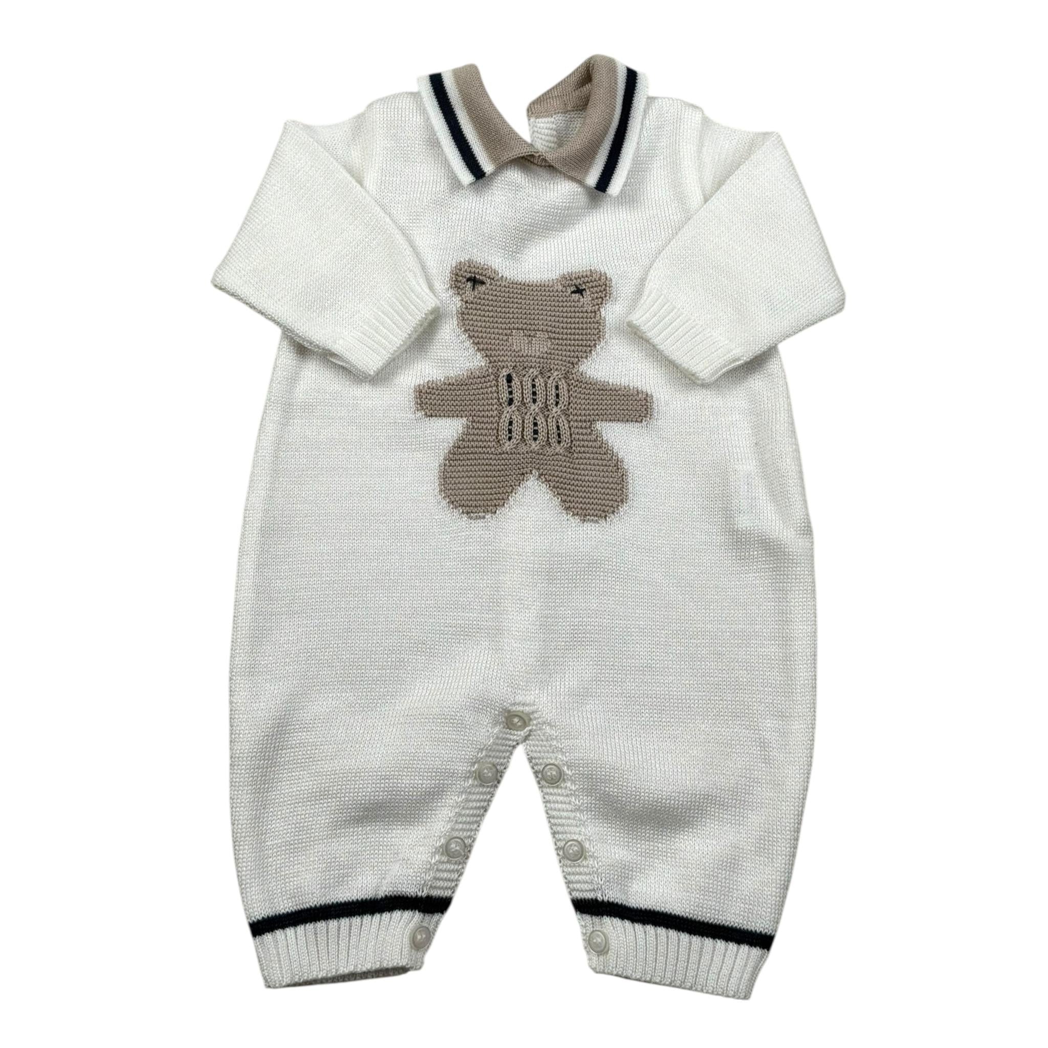 Marlu' Tutina Manica Lunga Tinta Unita con Ricami per Neonato EB5510 BIANCO MARLU' 