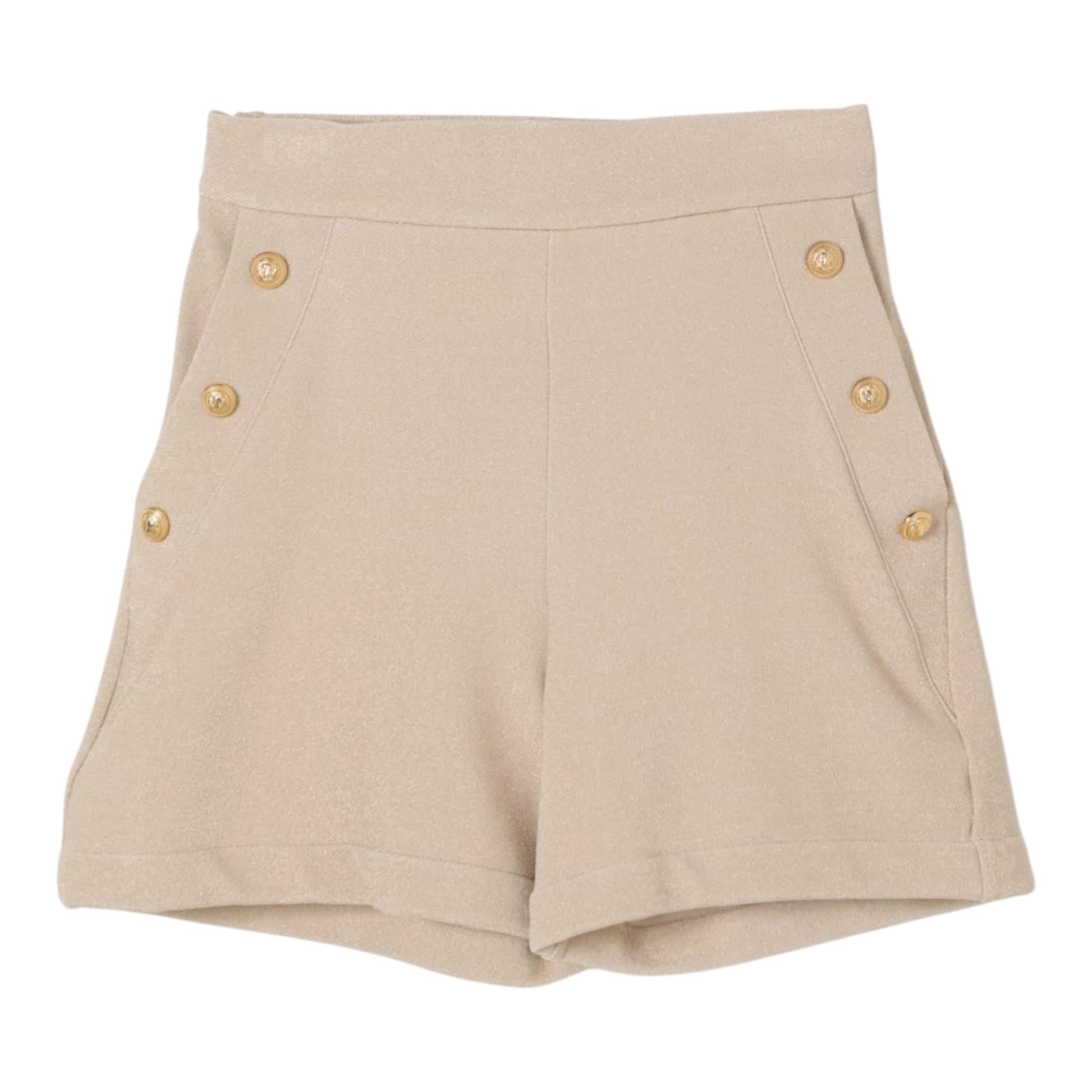 Balmain Short Tinta Unita con Finti Bottoni per Bambina BW6C89 ORO BALMAIN 