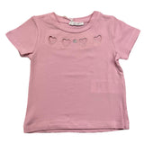 M+E' T-Shirt Tinta Unita con Trafori Rosa per Neonata