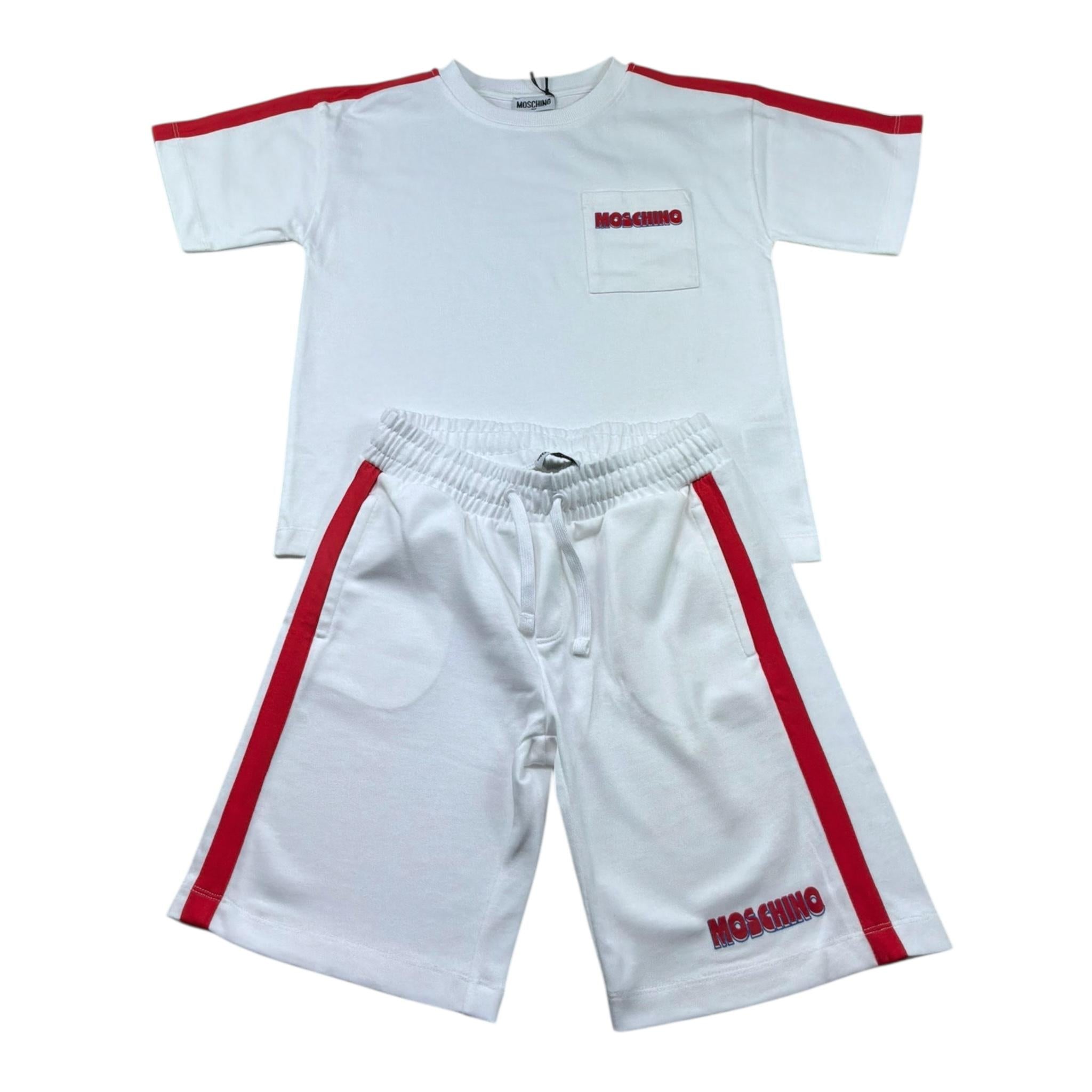 Moschino Completo 2 Pezzi T-Shirt-Bermuda Tinta Unita per Bambino HUG00X BIANCO MOSCHINO 