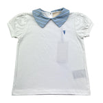 Trussardi T-Shirt Tinta Unita con Colletto In Contrasto per Bambina TGP26045TO BIANCO TRUSSARDI 