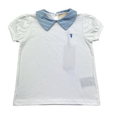 Trussardi T-Shirt Tinta Unita con Colletto In Contrasto per Bambina TGP26045TO BIANCO TRUSSARDI 