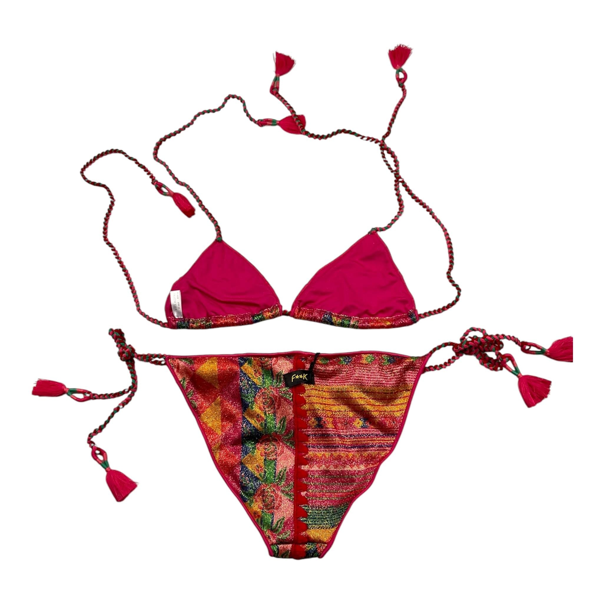 F**K Costume 2 Pezzi Triangolo-Slip Tinta Unita  per Bambina FJ22 BORDEAUX F**K 