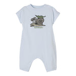 Burberry Pagliaccetto Girocollo Tinta Unita con Stampa per Neonato 8100678 AZZURRO BURBERRY 