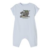 Burberry Pagliaccetto Girocollo Tinta Unita con Stampa per Neonato 8100678 AZZURRO BURBERRY 