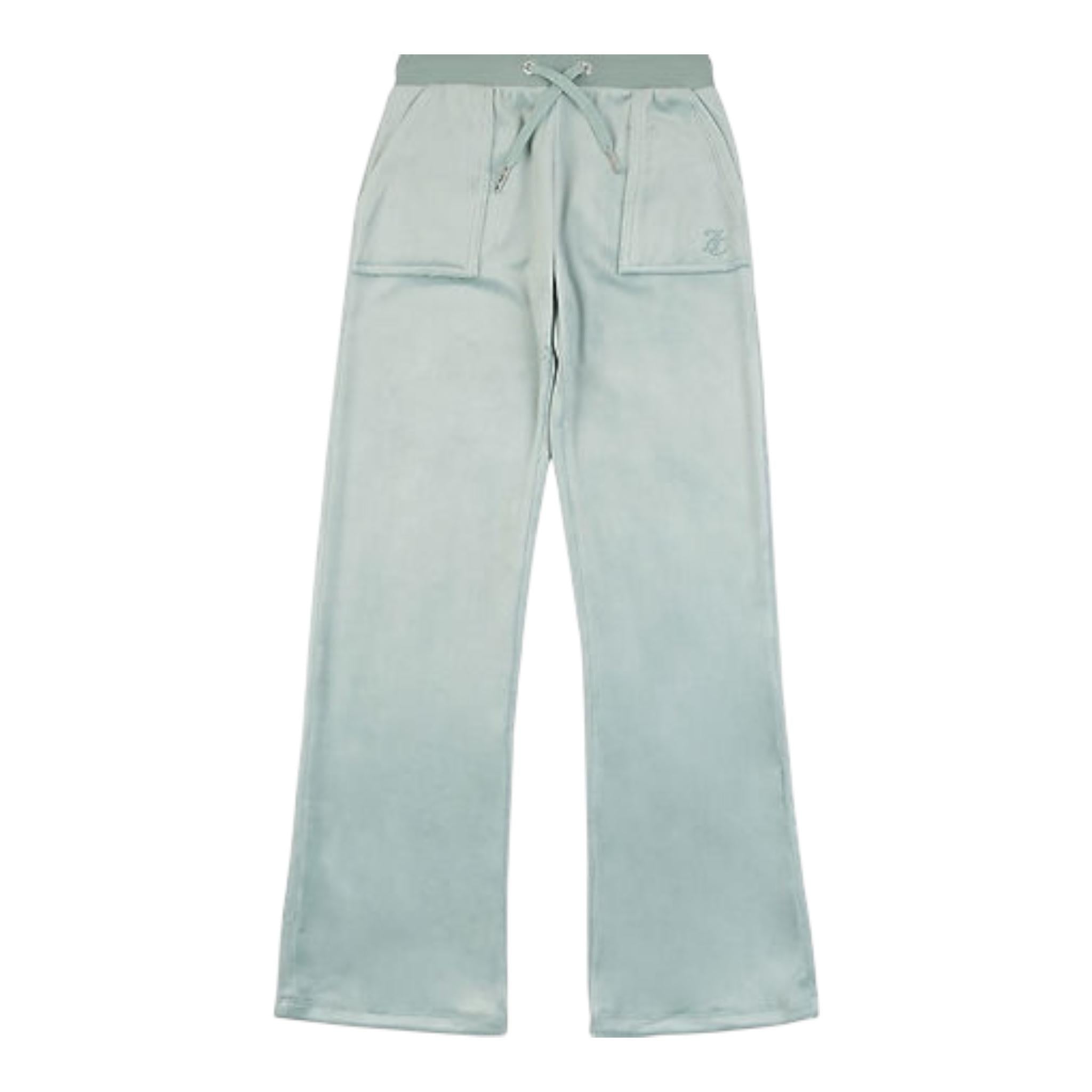 Juicy Couture Pantalone In Velluto Tinta Unita per Bambina JBX6490 VERDE ACQUA JUICY COUTURE 