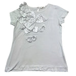 Monnalisa T-Shirt Girocollo Tinta Unita con Fiocchi per Bambina 797614F6 BIANCO MONNALISA 