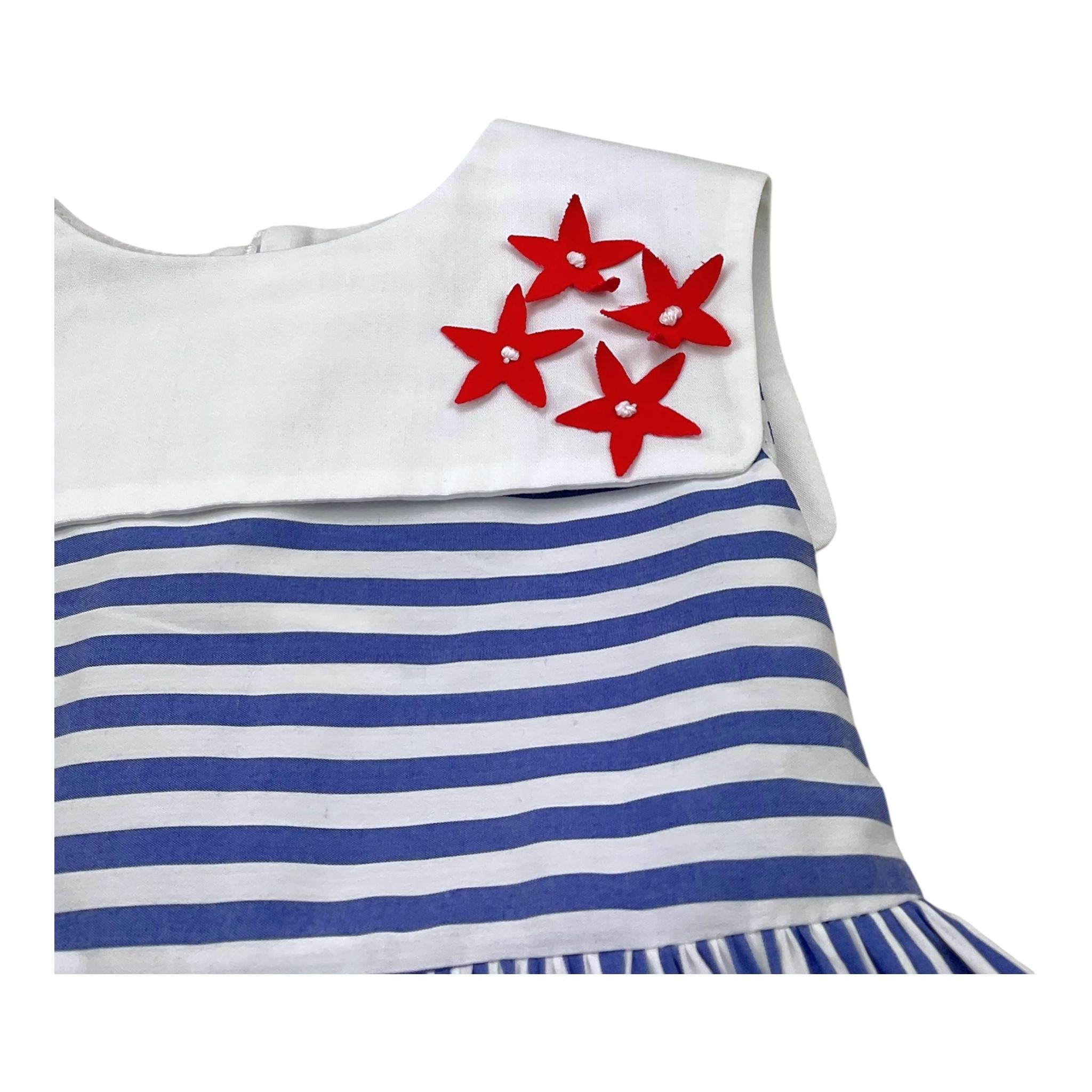 Ilfarobimbi Abito Bicolore con Fantasia A Righe E Colletto per Neonata IFB50576 BIANCO/AZZURRO ILFAROBIMBI 