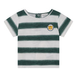 Carre'Ment Beau T-Shirt Girocollo Fantasia A Strisce Bianco/Verde Per Neonato