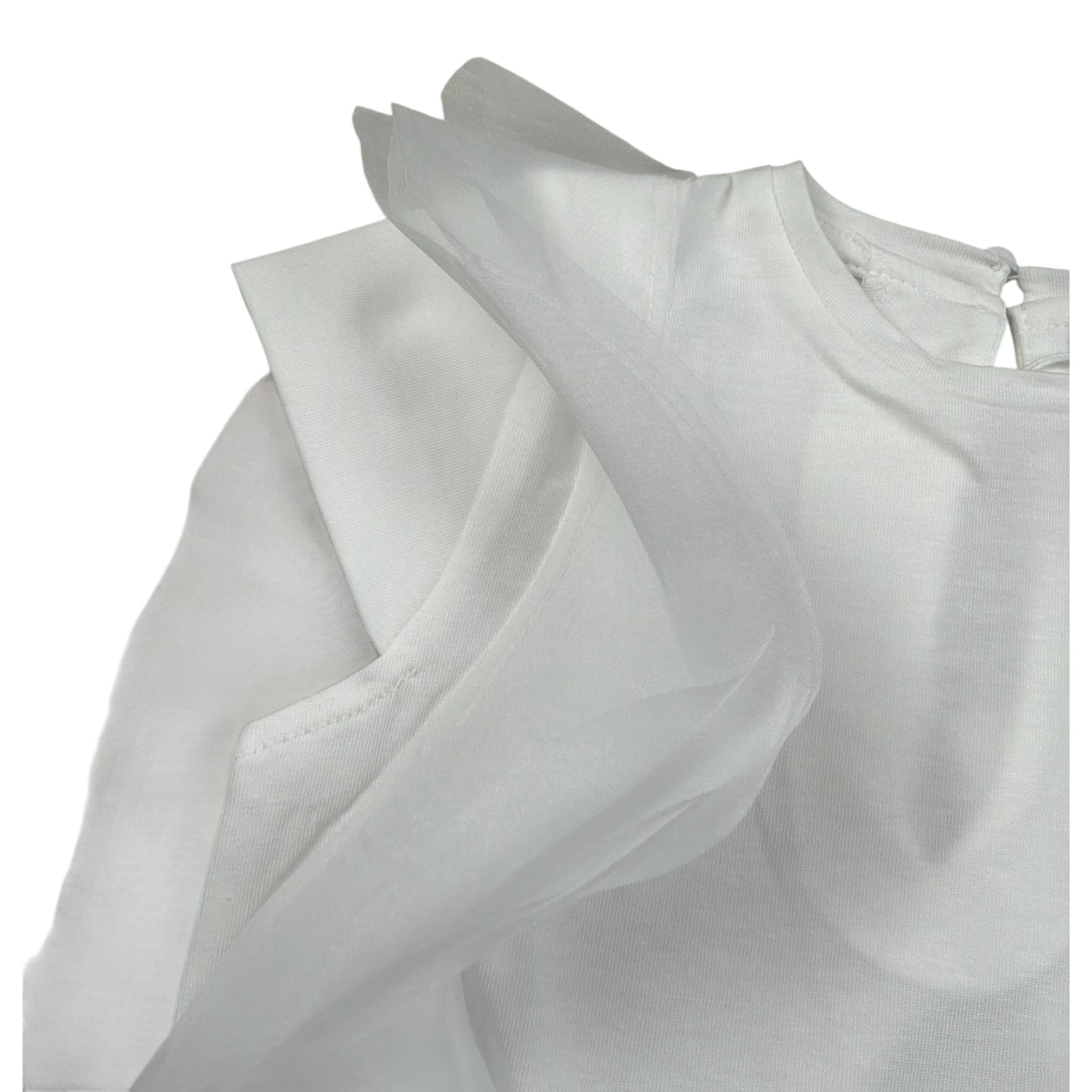 M+E' T-Shirt Girocollo tinta unita con Tulle Bianco per Bambina UE1768X BIANCO M+E' 