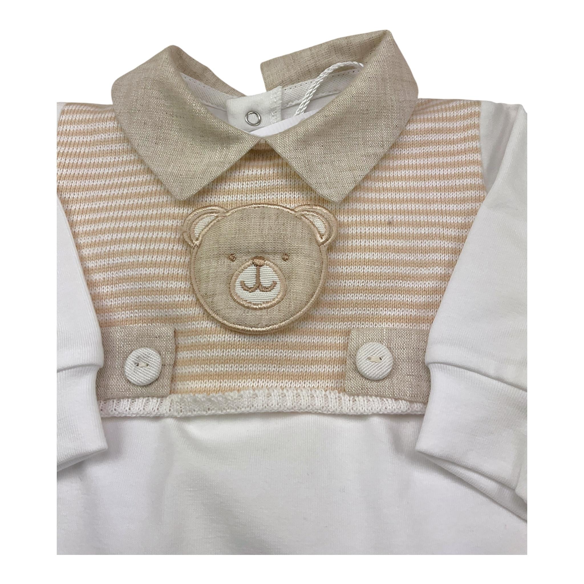 La Sartoria Dei Piccoli Tutina Bicolore con Stampa per Neonato LTB0051 BIANCO/BEIGE LA SARTORIA DEI PICCOLI 