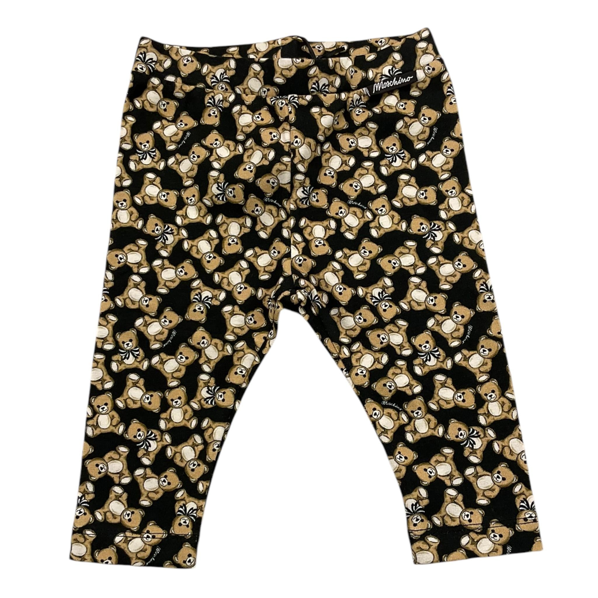 MOSCHINO leggins tinta unita con stampa orsacchiotti Nero per Neonata MHP032 NERO MOSCHINO 