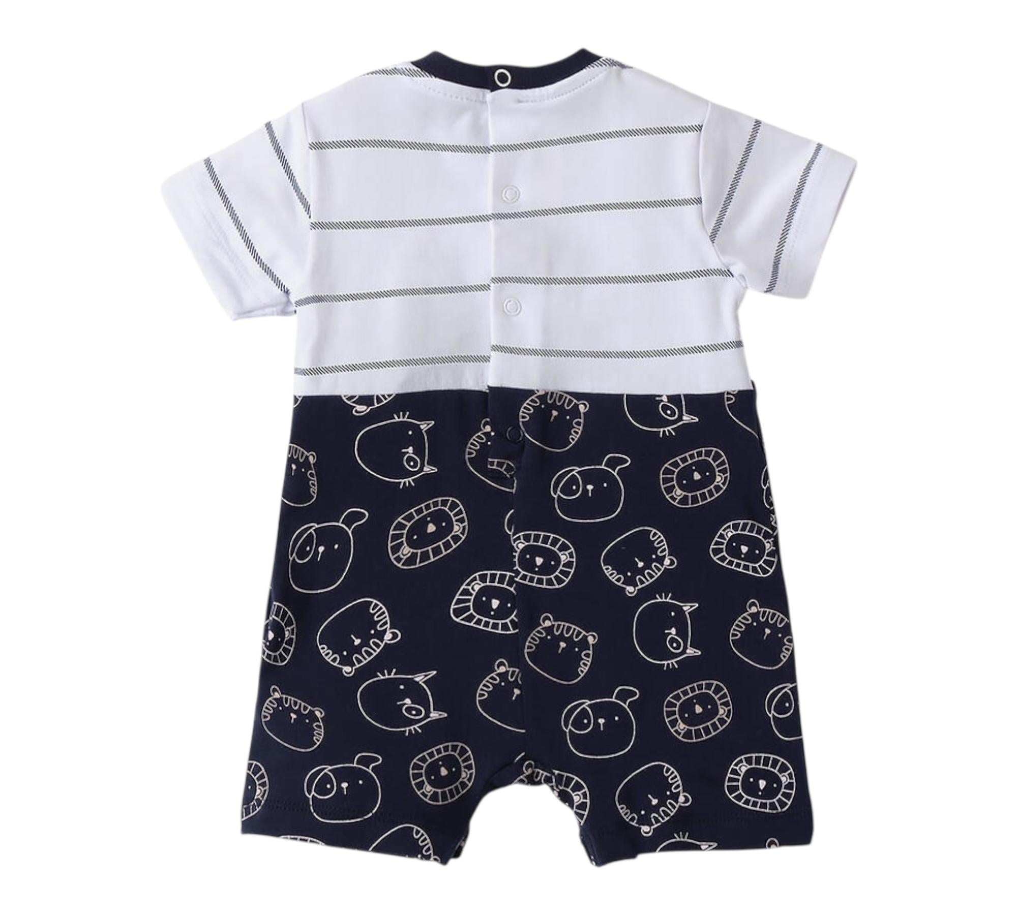 Minibanda Pagliaccetto Mezza Manica Finta T-Shirt per Neonato 3B687 BLU MINIBANDA 
