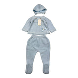 Valentina Bebes Completo Tinta Unita Cappello-Maglia-Ghettina Azzurro Per Neonata