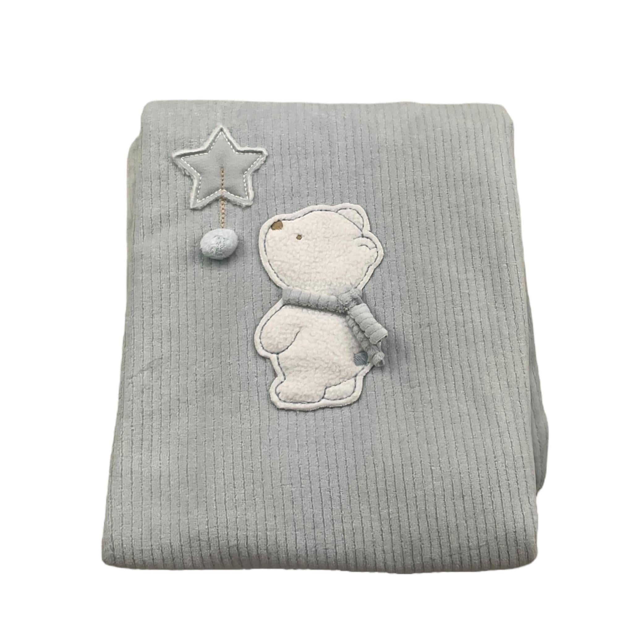 LALALU' coperta tinta unita con stampa Azzurro per Neonato COL1NX AZZURRO LALALU' 
