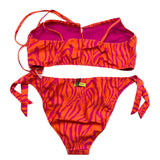 4Giveness Costume 2 Pezzi Fascia-Mutandina Fantasia Zebrata Arancione Fluo Per Bambina