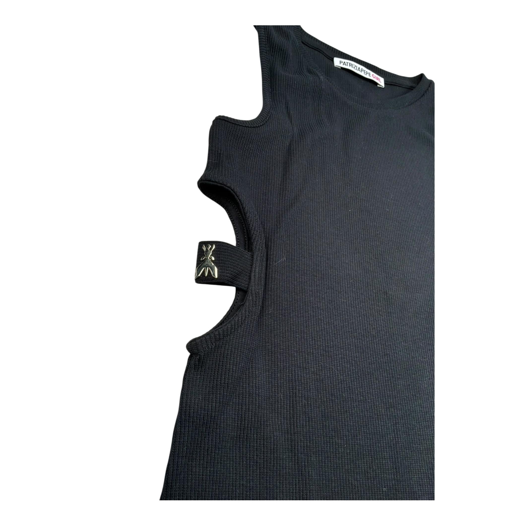 Patrizia Pepe Abito Giromanica Tinta Unita per Bambina 7A0544 NERO PATRIZIA PEPE 