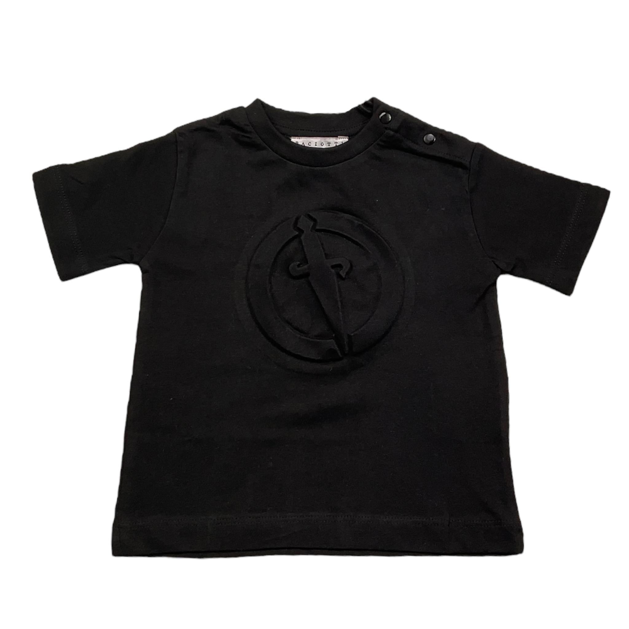 Cesare Paciotti T-Shirt Girocollo Tinta Unita con Stampa per Neonato TSP5114B NERO CESARE PACIOTTI 