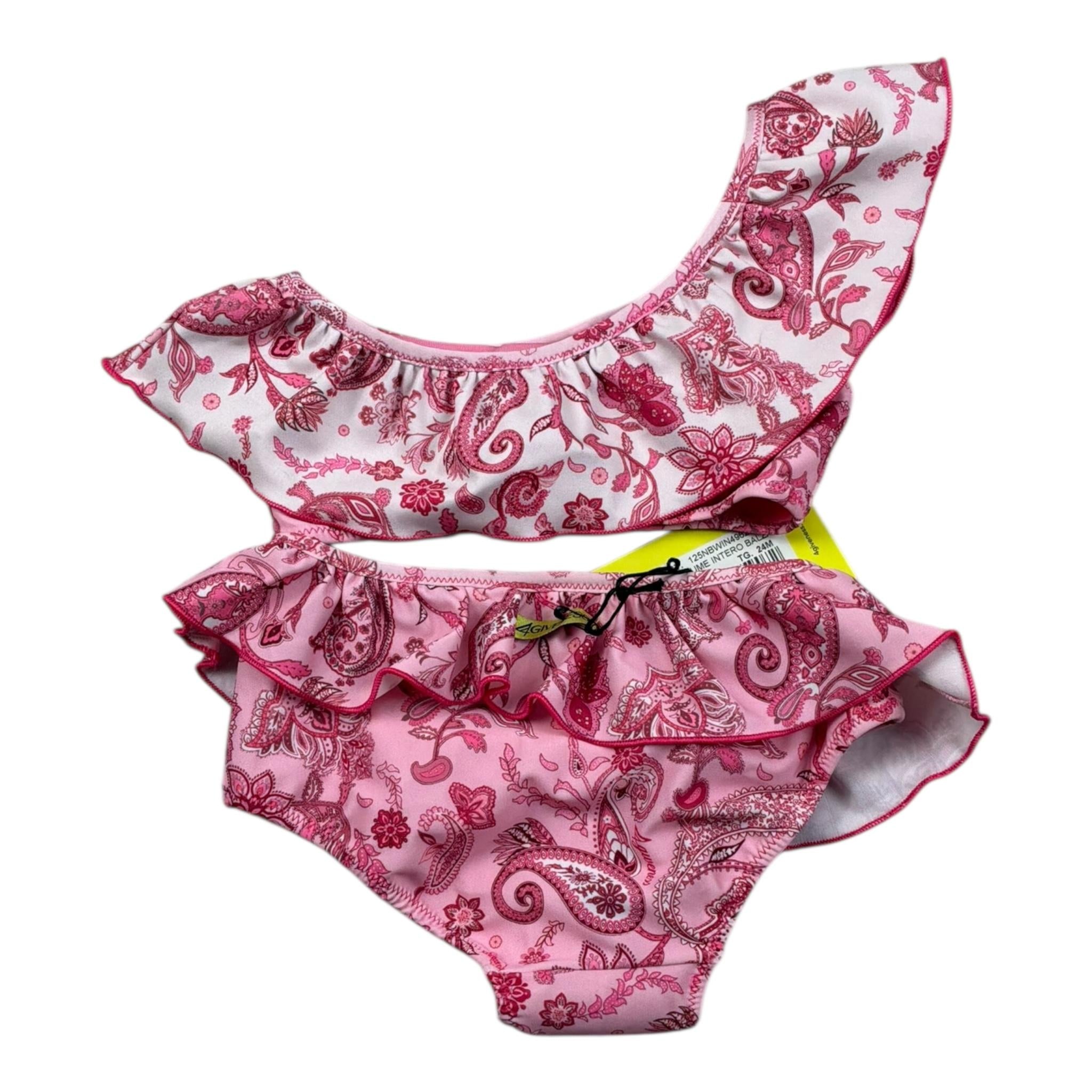 4Giveness Costume Intero con Balze Tinta Unita per Neonata 125NBWIN4962 ROSA 4GIVENESS 